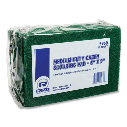 Medium-duty Scouring Pad, 6 X 9, Green, 10 Pads/pack, 6 Packs/carton