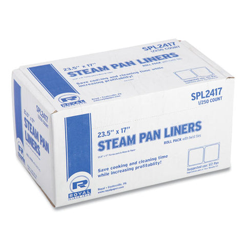 Steam Pan Liners For 1/2-size Pans, Includes Twist-ties, 17" X 23.5", Clear, 250/carton