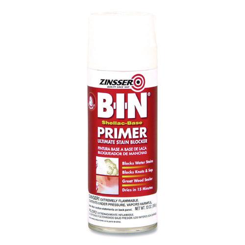 Bin Shellac Primer Spray, Interior, Flat White, 13 Oz Aerosol Can, 6/carton