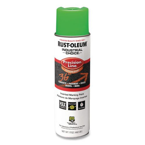 Industrial Choice M1600 System Solvent-based Precision Line Marking Paint, Flat Fluorescent Green, 17 Oz Aerosol Can, 12/ct