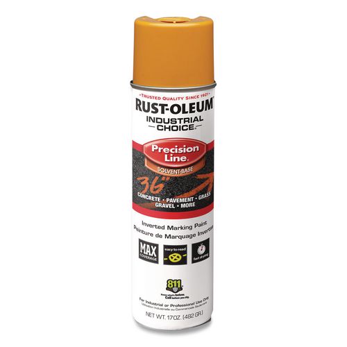 Industrial Choice M1600 System Solvent-based Precision Line Marking Paint, Flat Yellow, 17 Oz Aerosol Can, 12/carton