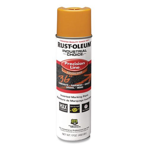 Industrial Choice M1600 System Solvent-based Precision Line Marking Paint, Flat Yellow, 17 Oz Aerosol Can, 12/carton