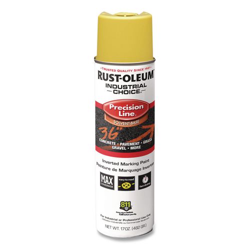 Industrial Choice M1600 System Solvent-based Precision Line Marking Paint, Flat Hi-vis Yellow, 17 Oz Aerosol Can, 12/carton