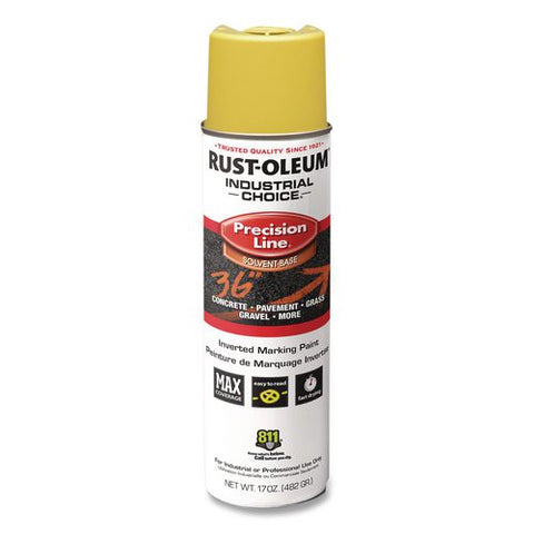 Industrial Choice M1600 System Solvent-based Precision Line Marking Paint, Flat Hi-vis Yellow, 17 Oz Aerosol Can, 12/carton