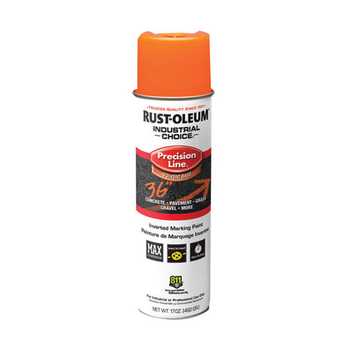 Industrial Choice M1600 System Solvent-based Precision Line Marking Paint, Flat Fluorescent Orange, 17 Oz Aerosol Can, 12/ct