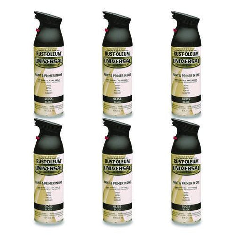 Universal Premium Spray Paint, Gloss Black, 12 Oz Aerosol Can, 6/carton