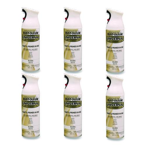 Universal Premium Spray Paint, Gloss White, 12 Oz Aerosol Can, 6/carton