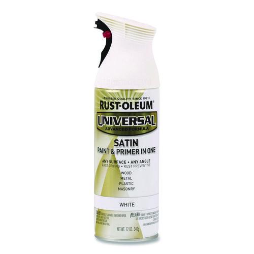 Universal Premium Spray Paint, Satin White, 12 Oz Aerosol Can