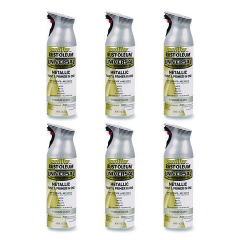 Universal Premium Spray Paint, Metallic Silver, 12 Oz Aerosol Can, 6/carton