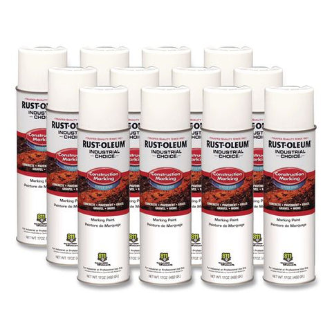 Industrial Choice M1400 System Water-based Construction Marking Paint, Gloss White, 17 Oz Aerosol Can, 12/carton