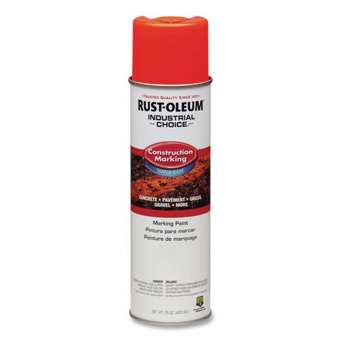 Industrial Choice M1400 System Water-based Construction Marking Paint, Gloss Fluorescent Red-orange, 17 Oz Aerosol Can, 12/ct