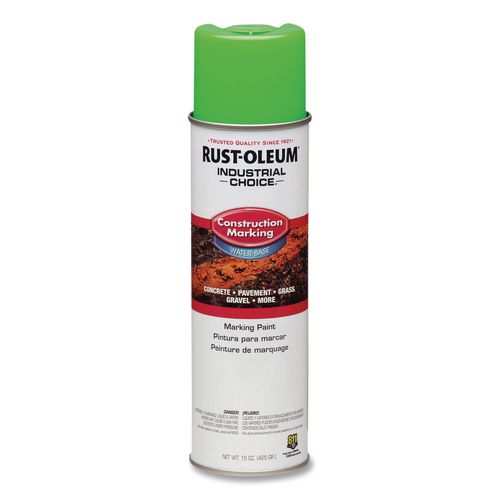 Industrial Choice M1400 System Water-based Construction Marking Paint, Gloss Fluorescent Green, 17 Oz Aerosol Can, 12/carton