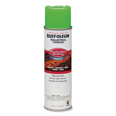 Industrial Choice M1400 System Water-based Construction Marking Paint, Gloss Fluorescent Green, 17 Oz Aerosol Can, 12/carton