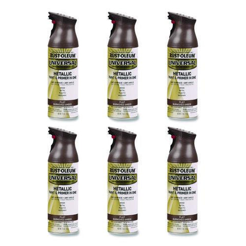 Universal Premium Spray Paint, Flat Amber, 12 Oz Aerosol Can, 6/carton