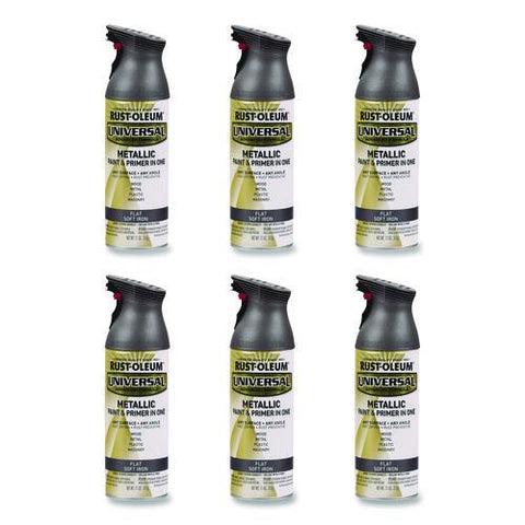 Universal Premium Spray Paint, Flat Iron, 12 Oz Aerosol Can, 6/carton