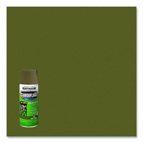 Camouflage Spray Paint, Flat Army Green, 12 Oz Aerosol Can, 6/carton