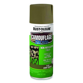 Camouflage Spray Paint, Flat Army Green, 12 Oz Aerosol Can, 6/carton