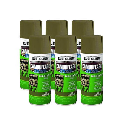 Camouflage Spray Paint, Flat Army Green, 12 Oz Aerosol Can, 6/carton