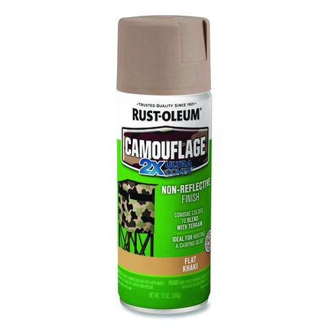 Camouflage Spray Paint, Flat Khaki, 12 Oz Aerosol Can, 6/carton