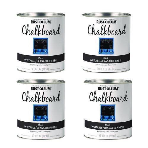 Chalkboard Paint, Matte Black, Quart Can, 4/carton