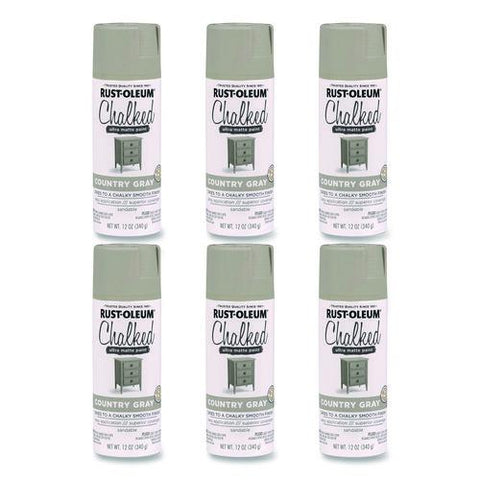 Ultra Matte Chalked Paint, Matte Country Gray, 12 Oz Aerosol Can, 6/carton