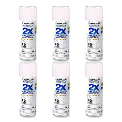 Painter's Touch 2x Ultra Cover Spray Paint, High Gloss White, 12 Oz Aerosol Can, 6/carton