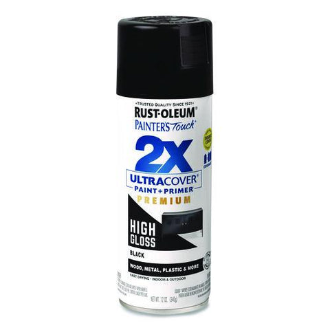 Painter's Touch 2x Ultra Cover Spray Paint, High Gloss Black, 12 Oz Aerosol Can
