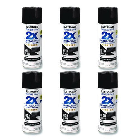 Painter's Touch 2x Ultra Cover Spray Paint, High Gloss Black, 12 Oz Aerosol Can, 6/carton