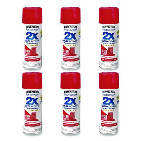 Painter's Touch 2x Ultra Cover Spray Paint, High Gloss Strawberry Fields, 12 Oz Aerosol Can, 6/carton