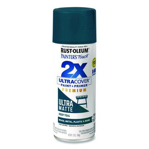 Painter's Touch 2x Ultra Cover Spray Paint, Ultra Matte Teal, 12 Oz Aerosol Can