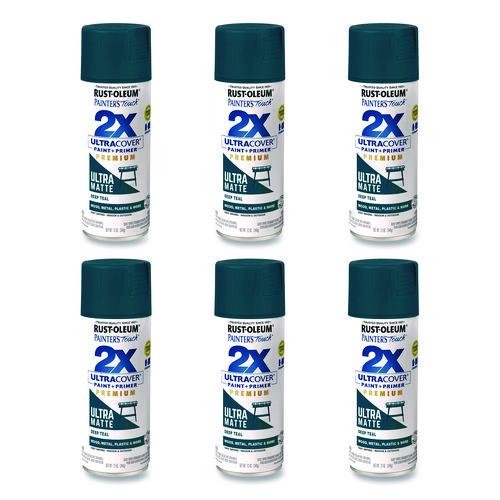 Painter's Touch 2x Ultra Cover Spray Paint, Ultra Matte Teal, 12 Oz Aerosol Can, 6/carton