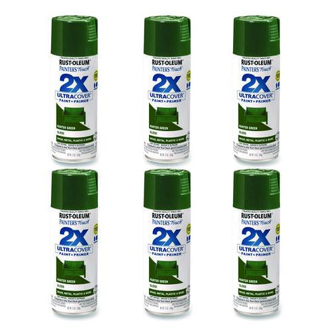 Painter's Touch 2x Ultra Cover Spray Paint, Gloss Hunter Green, 12 Oz Aerosol Can, 6/carton