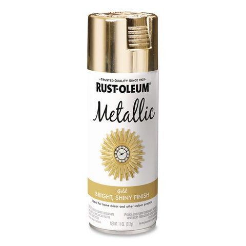 Metallic Spray Paint, Metallic Gold, 11 Oz Aerosol Can, 6/carton