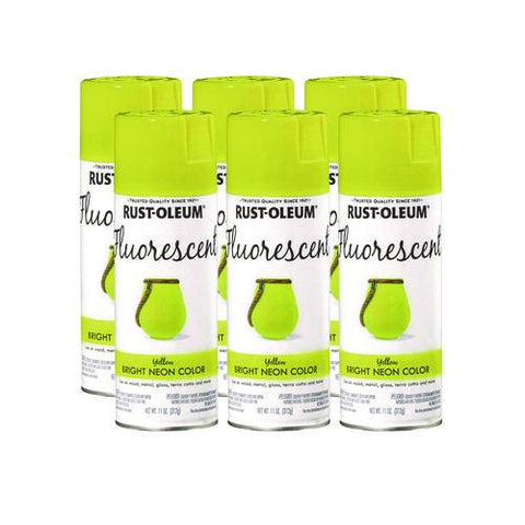 Specialty Fluorescent Spray Paint, Flat Fluorescent Yellow, 11 Oz Aerosol Can, 6/carton