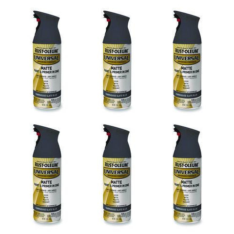 Universal Premium Spray Paint, Matte Slate Blue, 12 Oz Aerosol Can, 6/carton