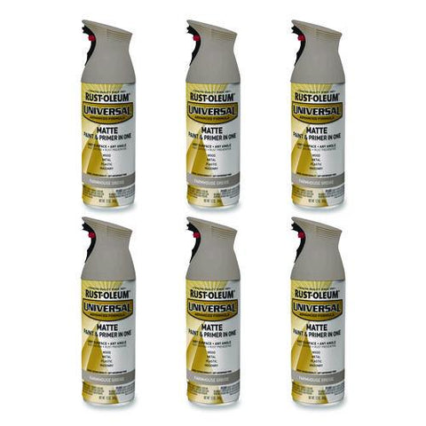 Universal Premium Spray Paint, Matte Greige, 12 Oz Aerosol Can, 6/carton
