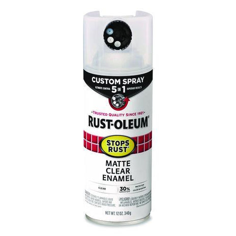 Stops Rust 5-in-1 Spray Paint, Matte Clear, 12 Oz Aerosol Can, 6/carton