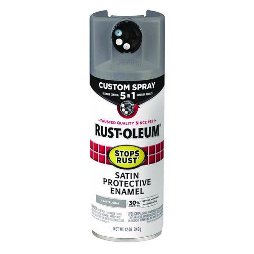 Stops Rust 5-in-1 Spray Paint, Satin Coastal Gray, 12 Oz Aerosol Can