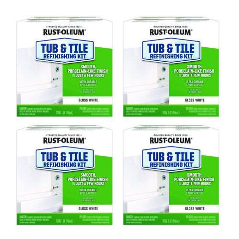 Specialty Tub And Tile Refinishing Kit, Gloss White, Quart, 4 Kits/carton