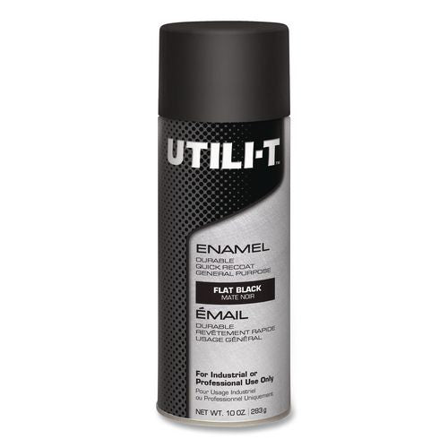 Utili-t Spray Paint, Flat Black, 10 Oz Aerosol Can, 6/carton