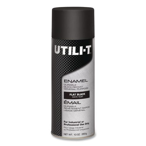 Utili-t Spray Paint, Flat Black, 10 Oz Aerosol Can, 6/carton