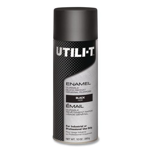 Utili-t Spray Paint, Gloss Black, 10 Oz Aerosol Can, 6/carton