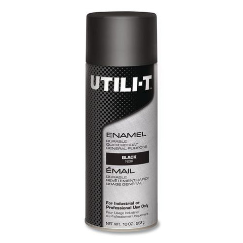 Utili-t Spray Paint, Gloss Black, 10 Oz Aerosol Can, 6/carton