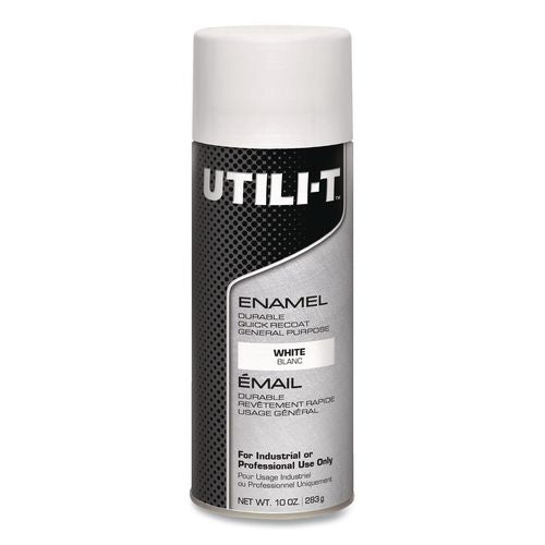 Utili-t Spray Paint, White, 10 Oz Aerosol Can, 6/carton