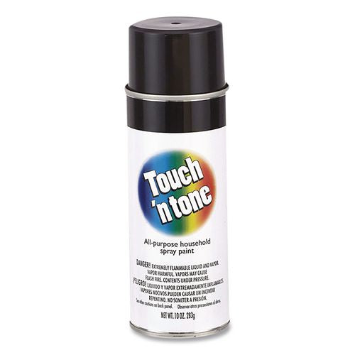Touch'n Tone Spray Paint, Gloss Black, 10 Oz Aerosol Can, 6/carton