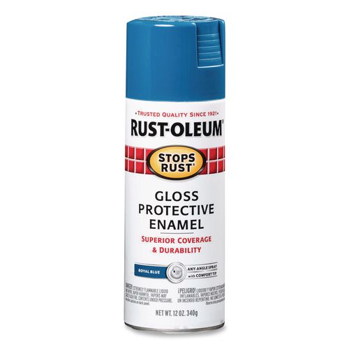 Stops Rust Spray Paint, Gloss Blue, 12 Oz Aerosol Can, 6/carton