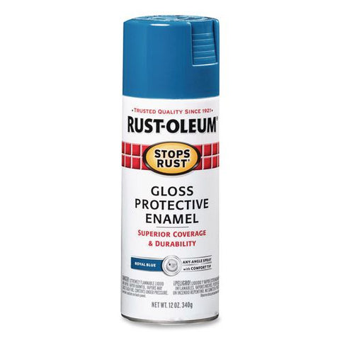 Stops Rust Spray Paint, Gloss Blue, 12 Oz Aerosol Can, 6/carton