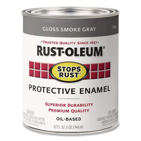 Stops Rust Brush-on Protective Enamel Paint, Gloss Smoke Gray, 1 Qt Can, 2/carton