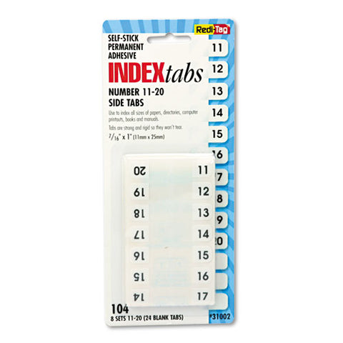 Legal Index Tabs, Preprinted Numeric: 11 To 20, 1/12-cut, White, 0.44" Wide, 104/pack