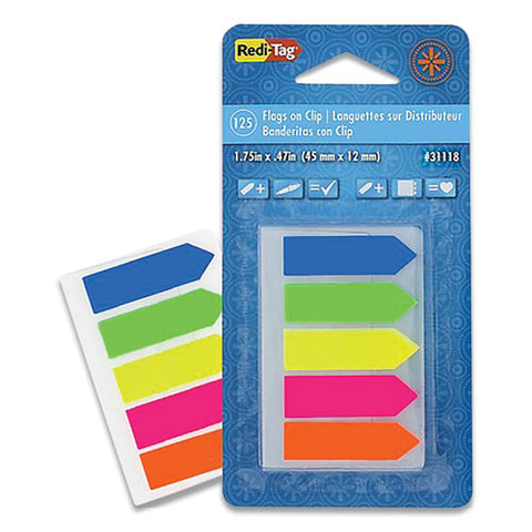 Removable Small Arrow Page Flags, Blue, Green, Orange Pink, Yellow, 125/pack